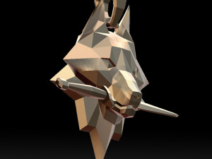 geometric wolf head with knife pendant 3d print model 3D-printmodel