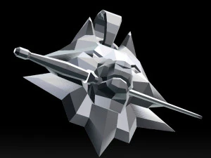 geometric wolf head with knife pendant 3d print model 3D Print Model