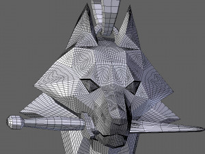 geometric wolf head with knife pendant 3d print model 3D-printmodel
