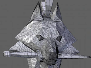 geometric wolf head with knife pendant 3d print model 3D Print Model