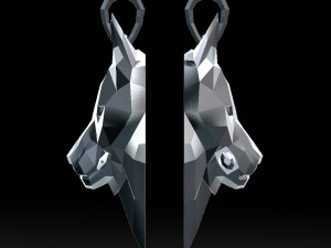 geometric wolf head with knife pendant 3d print model 3D-printmodel