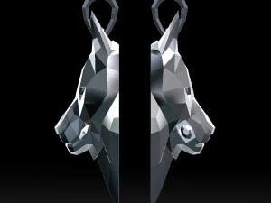 geometric wolf head with knife pendant 3d print model 3D Print Model