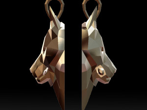 geometric wolf head with knife pendant 3d print model 3D-printmodel