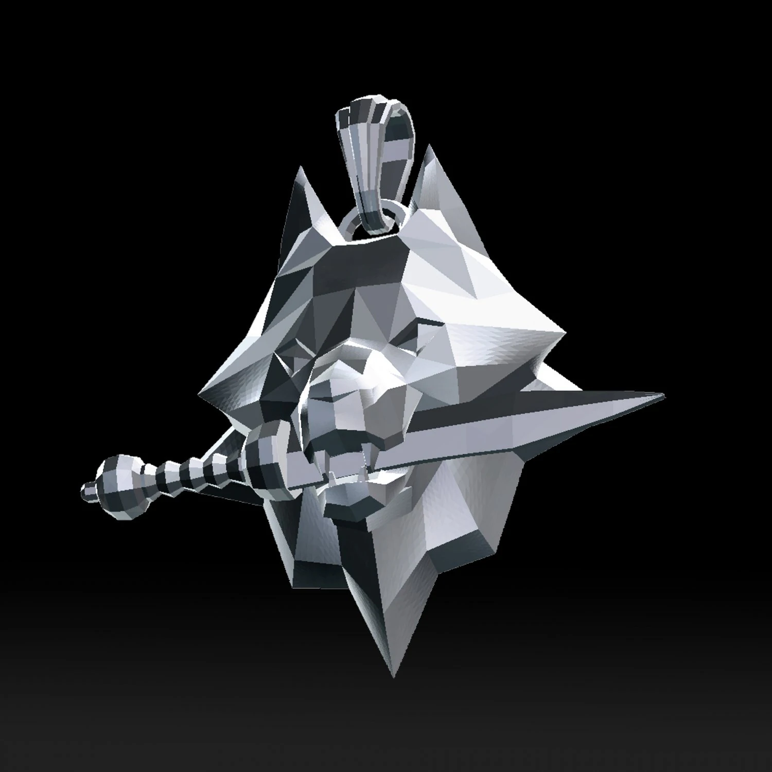 grinning wolf head with knife pendant 3d print model 3D Print Model .c4d .max .obj .3ds .fbx .stl .blend