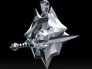 grinning wolf head with knife pendant 3d print model 3D-printmodel