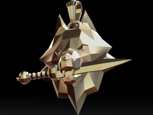 grinning wolf head with knife pendant 3d print model Modelo de impresión 3D