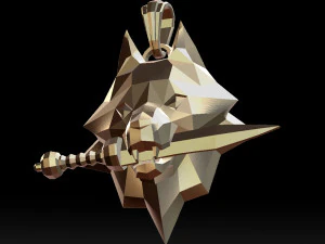 grinning wolf head with knife pendant 3d print model 3D Print Model