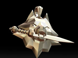 grinning wolf head with knife pendant 3d print model 3D Print Model