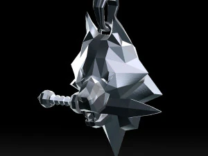 grinning wolf head with knife pendant 3d print model 3D Print Model