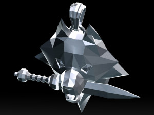 grinning wolf head with knife pendant 3d print model Modelo de impresión 3D