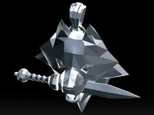 grinning wolf head with knife pendant 3d print model 3D Print Model