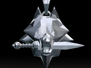 grinning wolf head with knife pendant 3d print model Modelo de impresión 3D