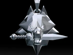 grinning wolf head with knife pendant 3d print model 3D Print Model