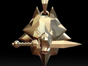 grinning wolf head with knife pendant 3d print model 3D Print Model