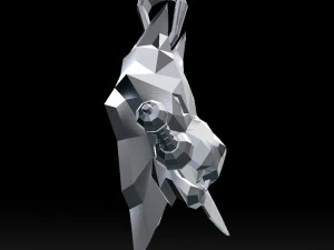 grinning wolf head with knife pendant 3d print model 3D Print Model