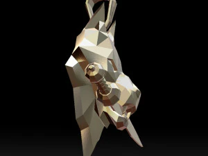 grinning wolf head with knife pendant 3d print model 3D Print Model