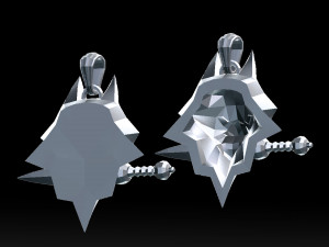 grinning wolf head with knife pendant 3d print model Modelo de impresión 3D