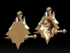grinning wolf head with knife pendant 3d print model 3D Print Model