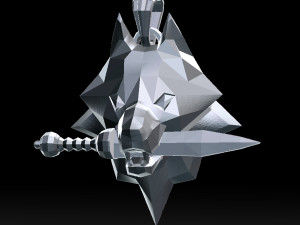 grinning wolf head with knife pendant 3d print model Modelo de impresión 3D