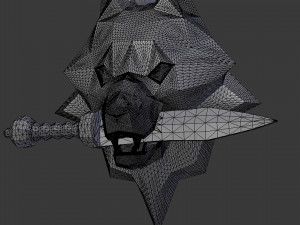 grinning wolf head with knife pendant 3d print model Modelo de impresión 3D