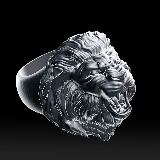 lion roaring head ring 3d print model 3D प्रिंट मॉडल .c4d .max .obj .3ds .fbx .stl .blend 