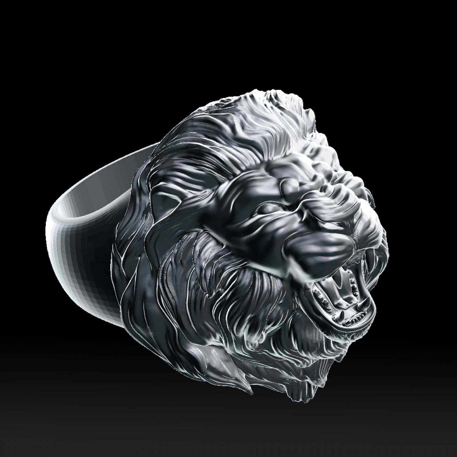 lion roaring head ring 3d print model 3D Print Model .c4d .max .obj .3ds .fbx .stl .blend 