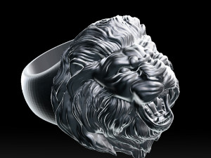 lion roaring head ring 3d print model 3D Print Model