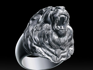 lion roaring head ring 3d print model 3D प्रिंट मॉडल