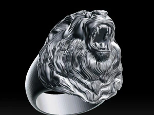 lion roaring head ring 3d print model 3D Print Model