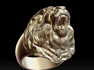 lion roaring head ring 3d print model 3D Print Model