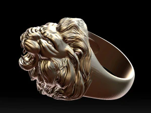 lion roaring head ring 3d print model 3D Print Model