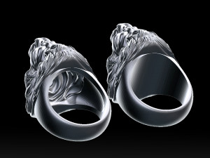 lion roaring head ring 3d print model 3D प्रिंट मॉडल