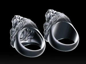 lion roaring head ring 3d print model 3D Print Model