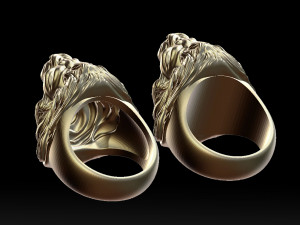 lion roaring head ring 3d print model 3D प्रिंट मॉडल