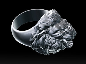lion roaring head ring 3d print model 3D प्रिंट मॉडल