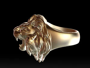 lion roaring head ring 3d print model 3D Print Model