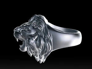 lion roaring head ring 3d print model 3D Print Model