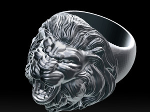 lion roaring head ring 3d print model 3D प्रिंट मॉडल