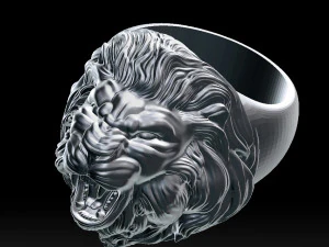 lion roaring head ring 3d print model 3D Print Model