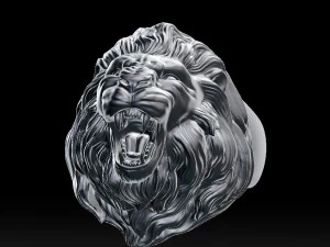 lion roaring head ring 3d print model 3D Print Model