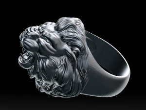 lion roaring head ring 3d print model 3D Print Model