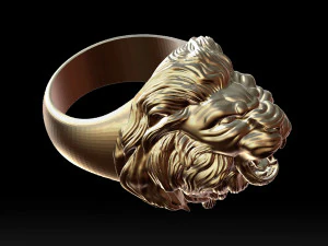 lion roaring head ring 3d print model 3D Print Model