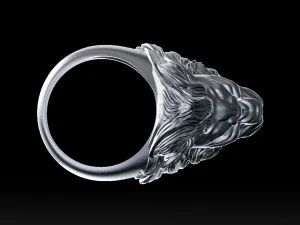 lion roaring head ring 3d print model 3D Print Model