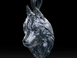 オオカミの頭のペンダント 3Dプリントモデル
