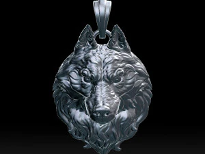 オオカミの頭のペンダント 3Dプリントモデル