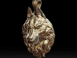 オオカミの頭のペンダント 3Dプリントモデル