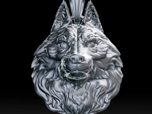 オオカミの頭のペンダント 3Dプリントモデル