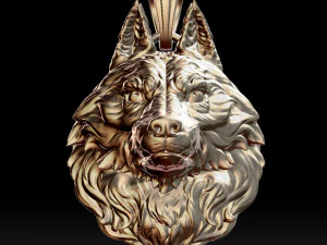 オオカミの頭のペンダント 3Dプリントモデル