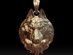オオカミの頭のペンダント 3Dプリントモデル