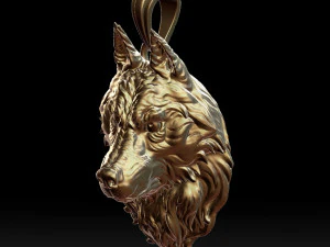 オオカミの頭のペンダント 3Dプリントモデル